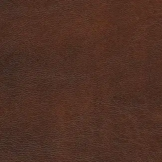 Close-up of brown leather texture with subtle grain and creases around the surface edge.